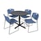 Cain Cain Round Table & Chair Set, Wood, Metal, Polypropylene Top, Grey TB42RNDGY44BE - alternate 1